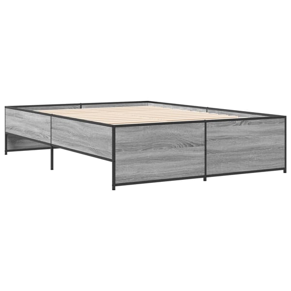 vidaXL Sängynrunko harmaa Sonoma 120x200 cm tekninen puu ja metalli