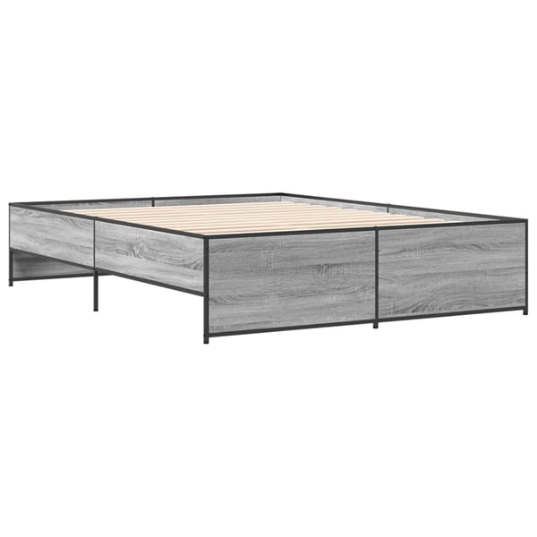 vidaXL Sengeramme grå sonoma 150x200 cm konstruert tre og metall