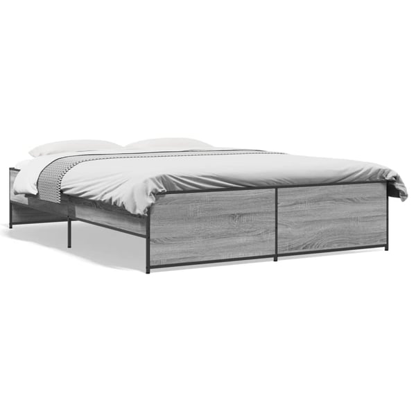 vidaXL Sengeramme grå sonoma 150x200 cm konstruert tre og metall