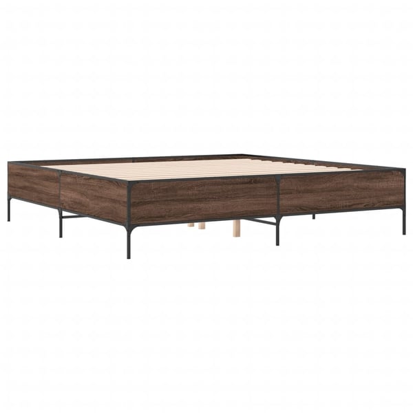 vidaXL Sengeramme brun eik 180x200 cm konstruert tre og metall
