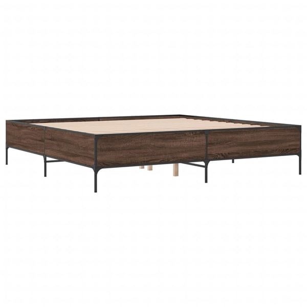 vidaXL sengestel 180x200 cm konstrueret træ og metal brun egetræ