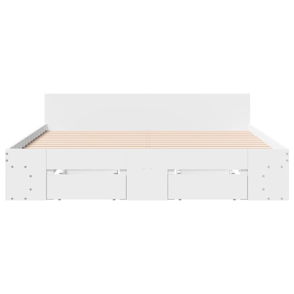 vidaXL Sengeramme med skuffer hvit 160x200 cm konstruert tre
