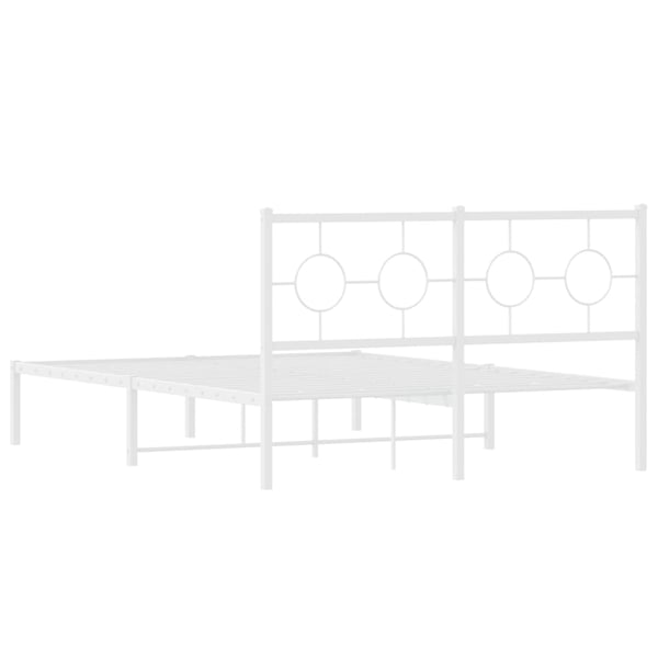vidaXL Sengeramme i metall med hodegavl hvit 140x200 cm