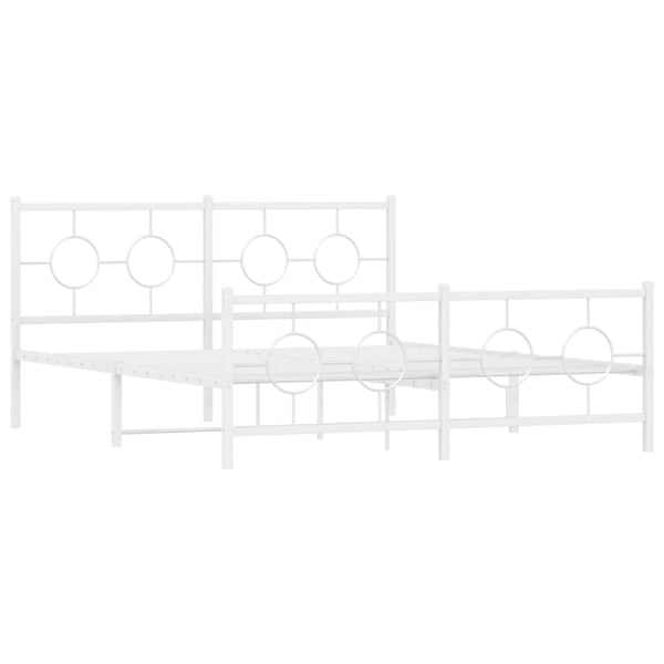 vidaXL sengeramme med sengegavl og fodgærde 150x200 cm metal hvid