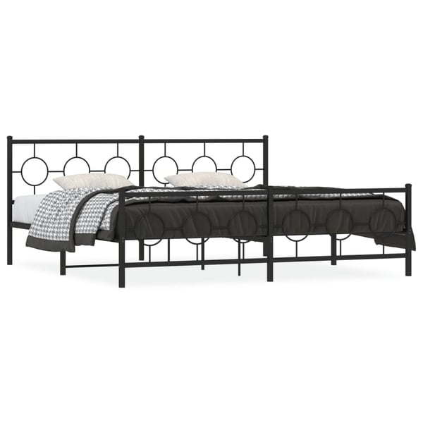 vidaXL sengeramme med sengegavl og fodgærde 200x200 cm metal sort