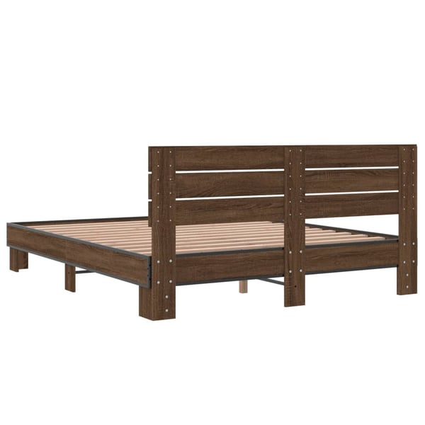 vidaXL Sengeramme brun eik 150x200 cm konstruert tre og metall