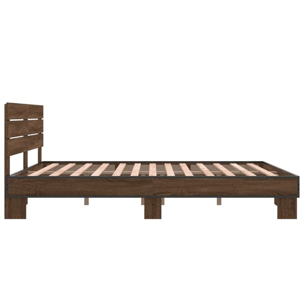 vidaXL Sengeramme brun eik 150x200 cm konstruert tre og metall