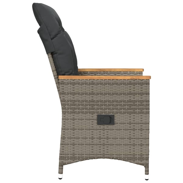 vidaXL havestol med hynder justerbart ryglæn polyrattan grå