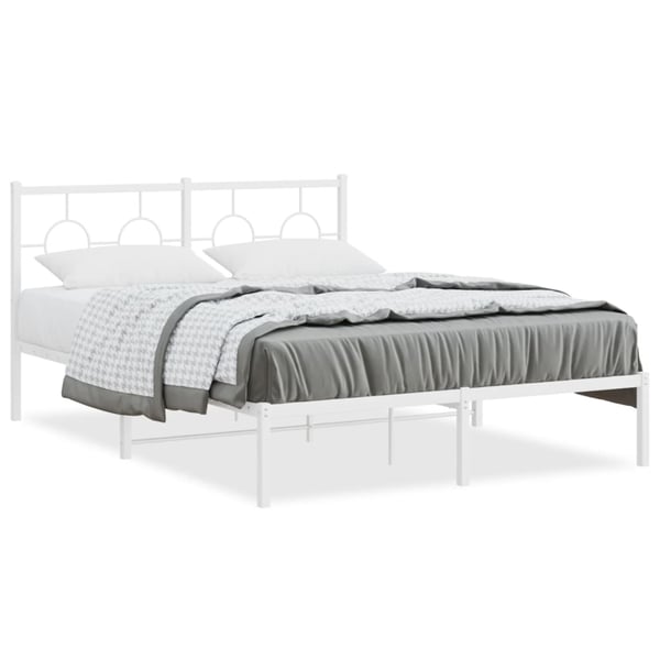 vidaXL sengeramme med sengegavl 140x190 cm metal hvid