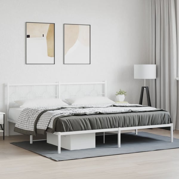 vidaXL sengeramme med sengegavl 200x200 cm metal hvid