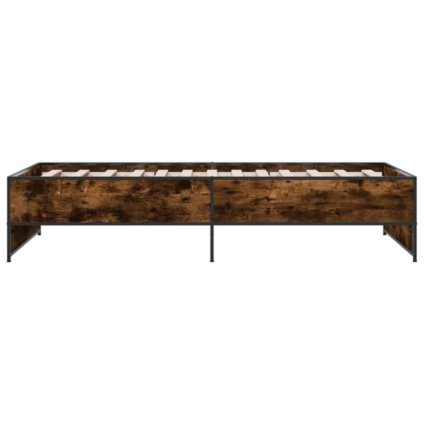 vidaXL Sengeramme røkt eik 75x190 cm konstruert tre og metall