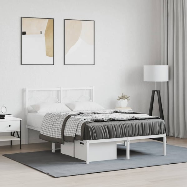 vidaXL sengeramme med sengegavl 120x200 cm metal hvid