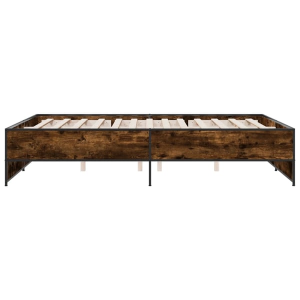 vidaXL Sengeramme røkt eik 160x200 cm konstruert tre og metall
