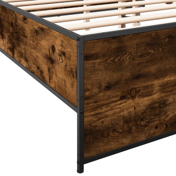 vidaXL Sengeramme røkt eik 160x200 cm konstruert tre og metall