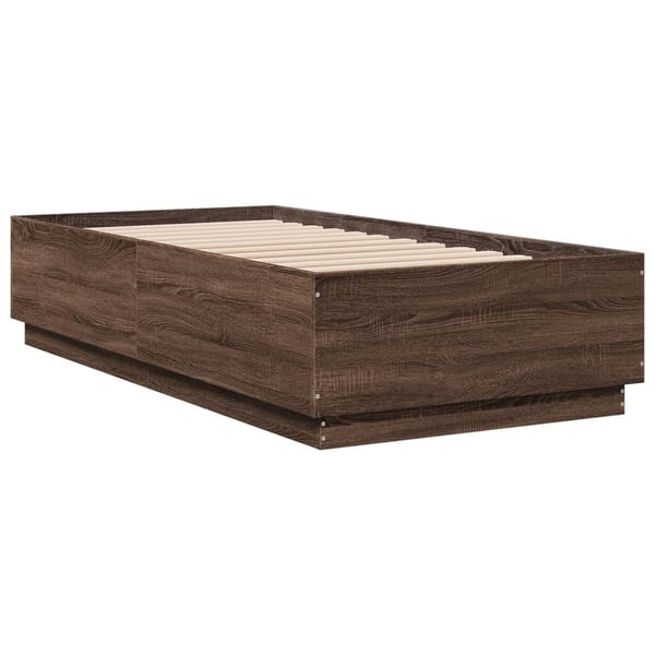 vidaXL Sengeramme med LED-lys brun eik 90x190 cm konstruert tre