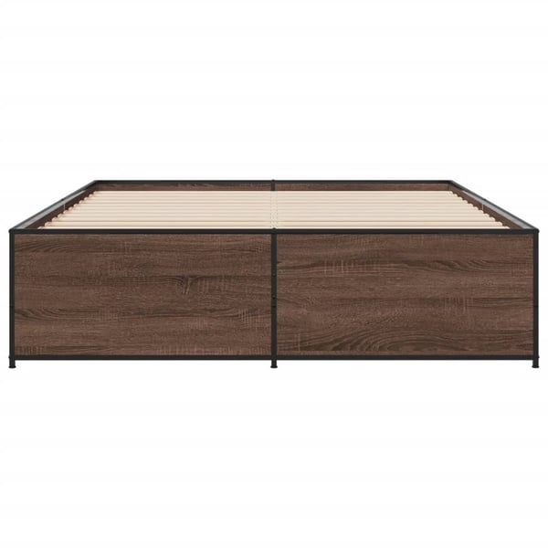 vidaXL Sengeramme brun eik 160x200 cm konstruert tre og metall