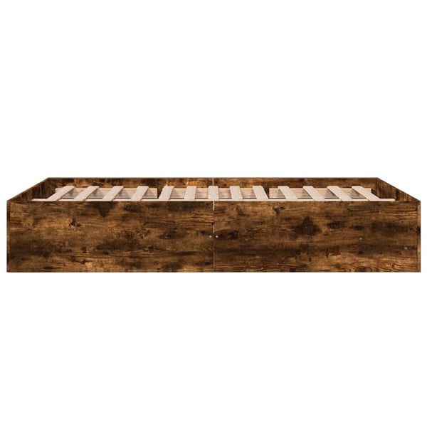 vidaXL Sengeramme røkt eik 135x190 cm konstruert tre