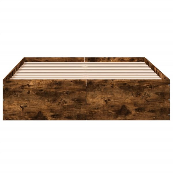 vidaXL Sengeramme røkt eik 135x190 cm konstruert tre