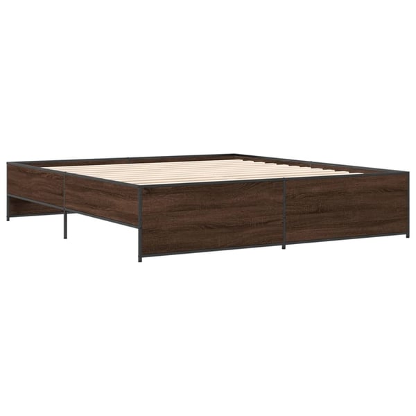 vidaXL Sengeramme brun eik 200x200 cm konstruert tre og metall
