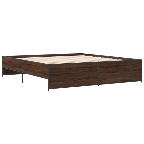 vidaXL Sengeramme brun eik 200x200 cm konstruert tre og metall