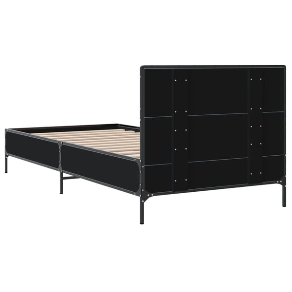 vidaXL sengeramme 90x200 cm konstrueret træ og metal sort