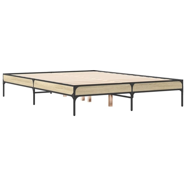 vidaXL Sengeramme sonoma eik 120x200 cm konstruert tre og metall