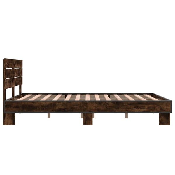 vidaXL Sengeramme røkt eik 120x200 cm konstruert tre og metall