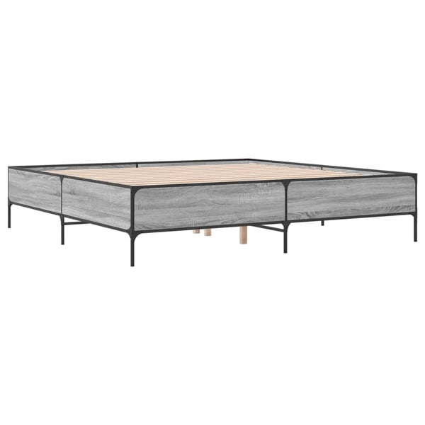 vidaXL Sengeramme grå sonoma 200x200 cm konstruert tre og metall