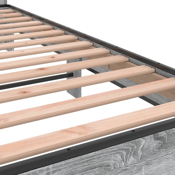 vidaXL Sengeramme grå sonoma 200x200 cm konstruert tre og metall