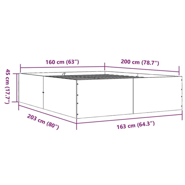 vidaXL Sengeramme grå sonoma 160x200 cm konstruert tre