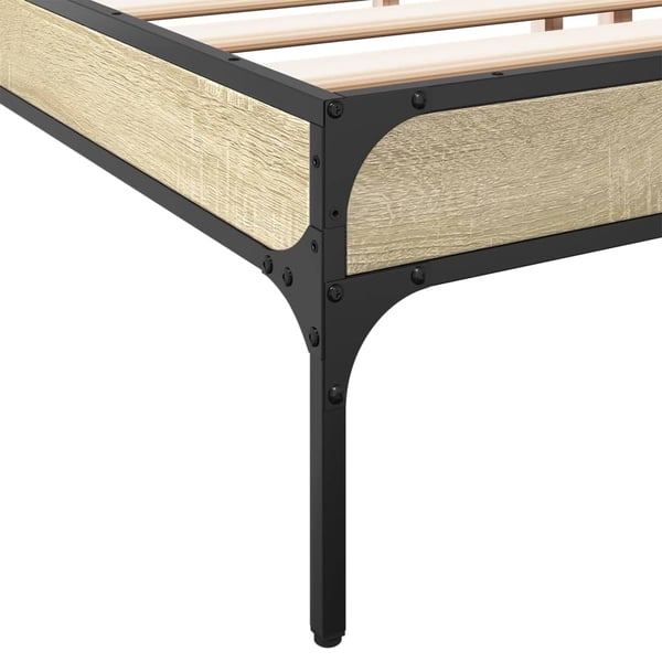 vidaXL Sengeramme sonoma eik 200x200 cm konstruert tre og metall