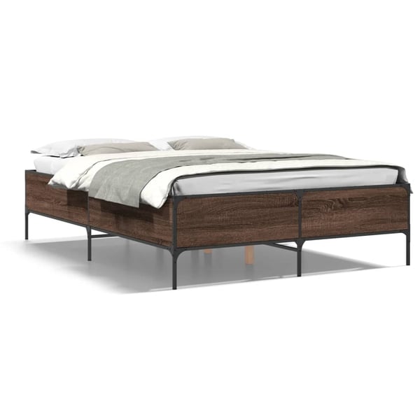 vidaXL Sengeramme brun eik 140x200 cm konstruert tre og metall