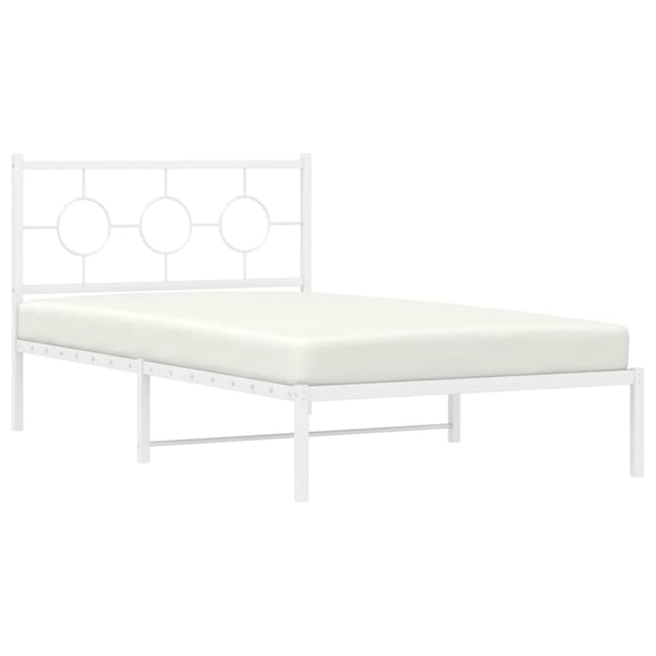 vidaXL sengeramme med sengegavl 107x203 cm metal hvid