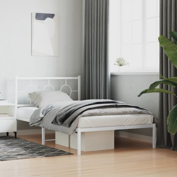 vidaXL sengeramme med sengegavl 107x203 cm metal hvid