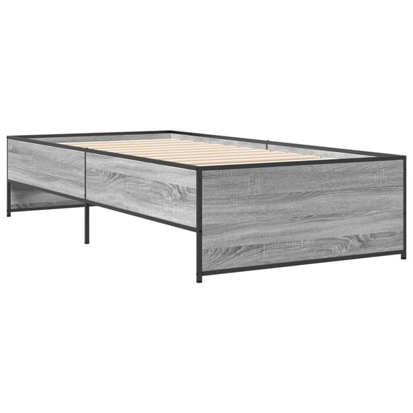 vidaXL Sengeramme grå sonoma 75x190 cm konstruert tre og metall