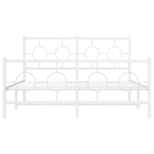 vidaXL sengeramme med sengegavl og fodgærde 140x190 cm metal hvid