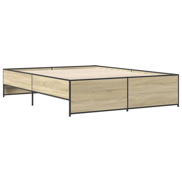 vidaXL Sengeramme sonoma eik 150x200 cm konstruert tre og metall