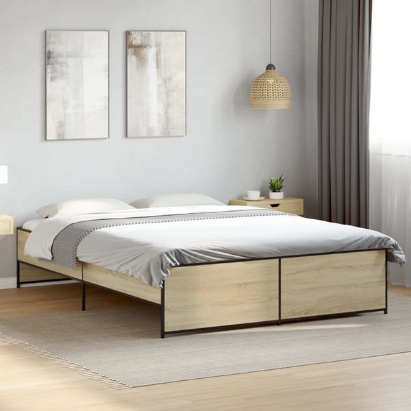 vidaXL Sengeramme sonoma eik 150x200 cm konstruert tre og metall