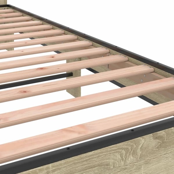 vidaXL sengestel 140x200 cm konstrueret træ og metal sonoma-eg