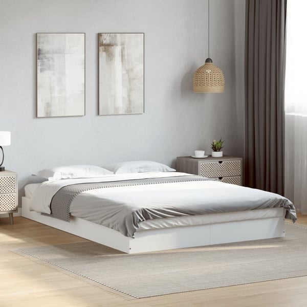 vidaXL Sengeramme hvit 135x190 cm konstruert tre