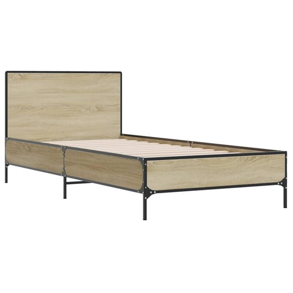 vidaXL sengeramme 90x190 cm konstrueret træ og metal sonoma-eg