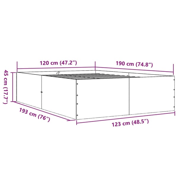 vidaXL Sengeramme brun eik 120x190 cm konstruert tre