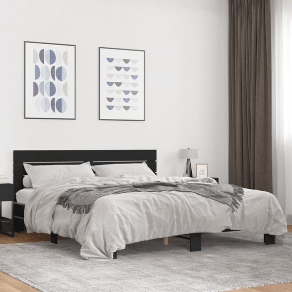 vidaXL Sengeramme svart 200x200 cm konstruert tre og metall