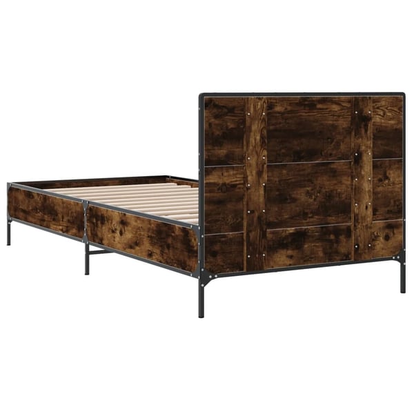 vidaXL sengeramme 90x200 cm konstrueret træ og metal røget eg