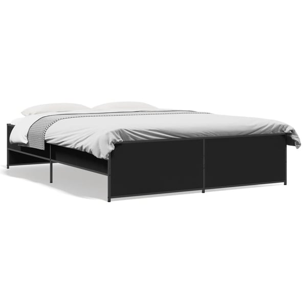 vidaXL sengestel 160x200 cm konstrueret træ og metal sort