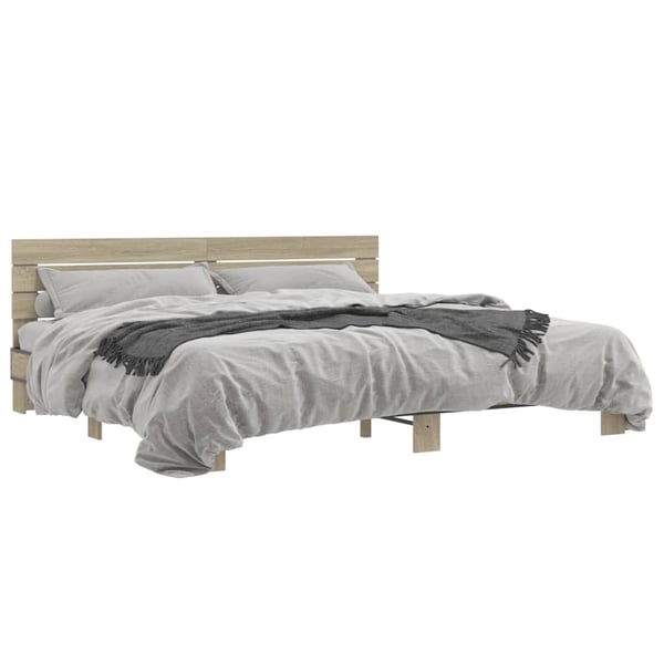 vidaXL Sengeramme sonoma eik 200x200 cm konstruert tre og metall