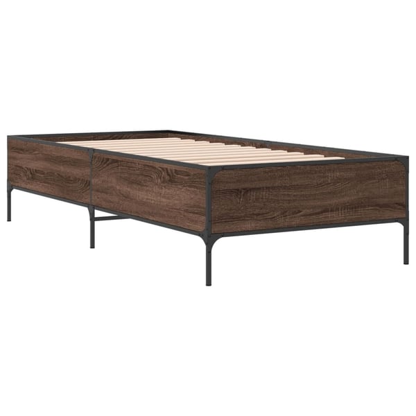 vidaXL sengeramme 90x200 cm konstrueret træ og metal brun egetræsfarve