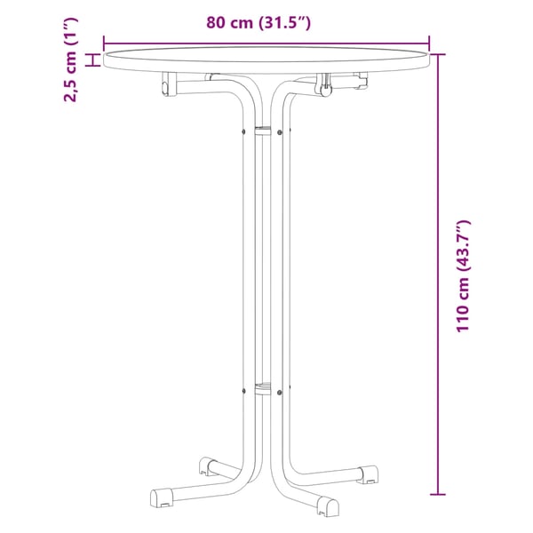 vidaXL barbord Ø80x110 cm konstrueret træ og stål sort