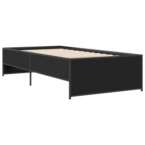 vidaXL sengeramme 90x200 cm konstrueret træ og metal sort