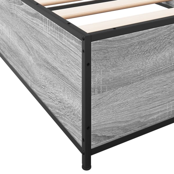 vidaXL Sengeramme grå sonoma 90x200 cm konstruert tre og metall